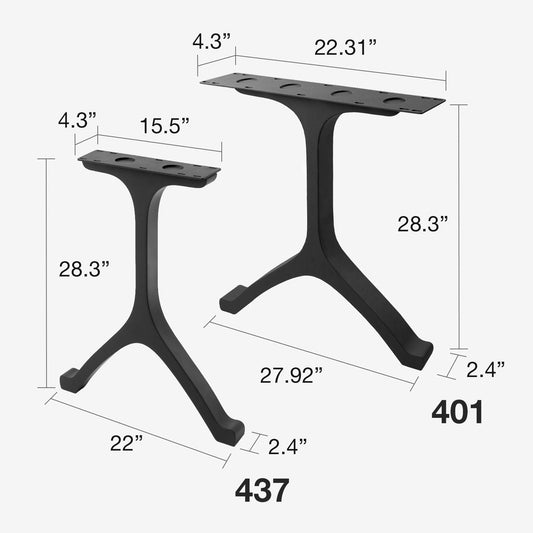 Furniture Legs 401 Wishbone 28.3" H Modern Metal Dining Table Legs